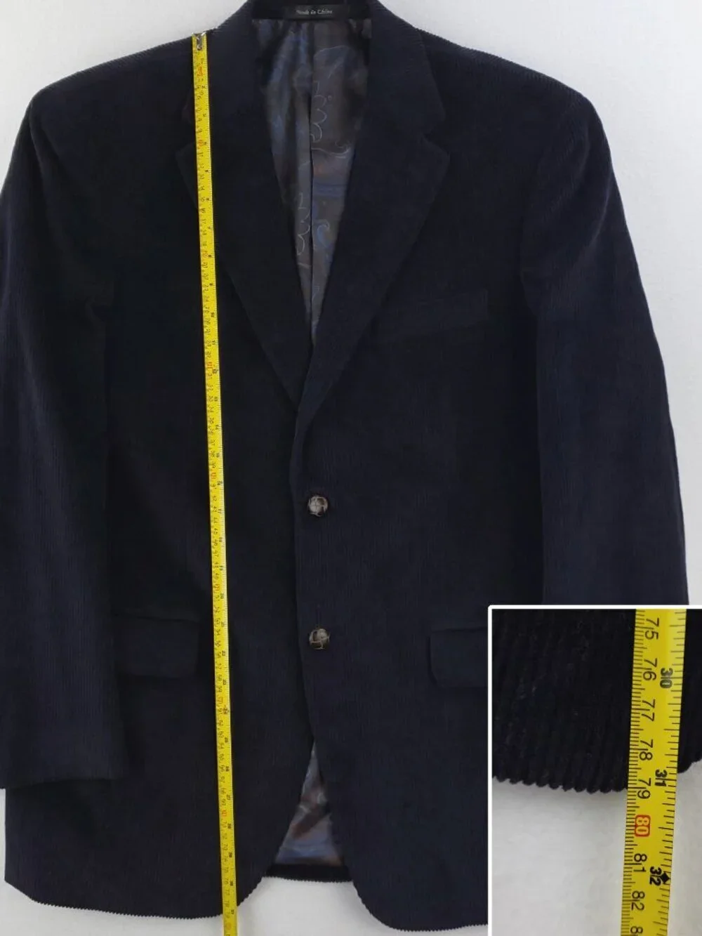 Lauren Ralph Lauren Corduroy Sport Coat Blazer Jacket 2 Button Navy Blue Men 40R
